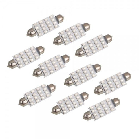 10X 42mm 16 LED Interior Car Dome Festoon Light Bulbs Blue