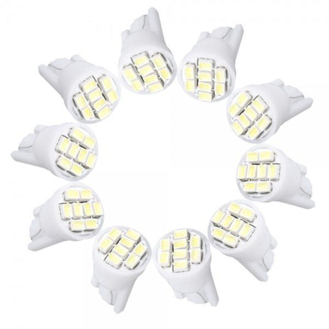 10X T10 1206 8 LED Lamp Beads Car Side Width Light Bulbs White