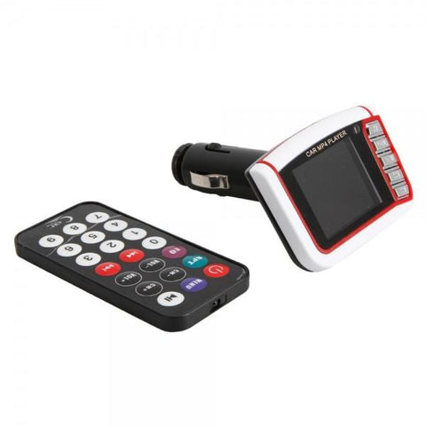 1.8" LCD Car MP4 Player Wireless FM Transmitter White & Red