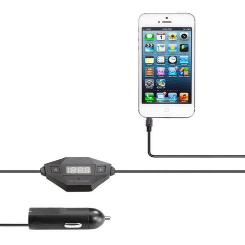 2-in-1 0.7" LCD FM Transmitter + Car Charger for Cell Phone / MP3 / MP4 with 3.5mm Jack