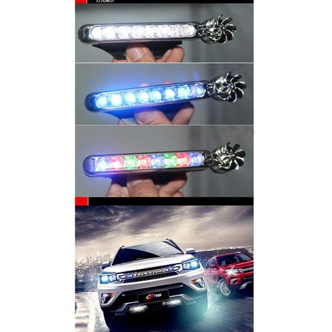2pcs 12V Car Lights Wind Power White Light Daytime Running Lights with Fan Rotation White