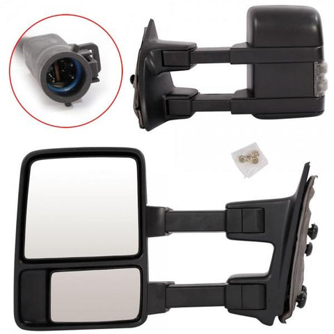 2pcs Smoked LED Electric Power Heated Towing Mirrors for 1999-2007 Ford F250 Black
