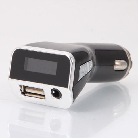 3.5mm 2 in 1 USB Car Kit Charger MP3 Player Handsfree FM Transmitter Modulator Black C11