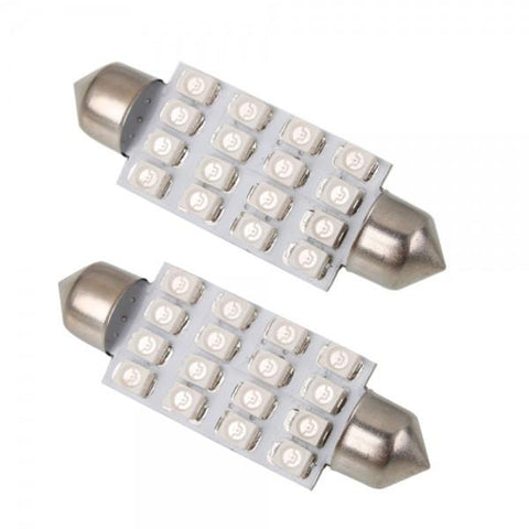 42mm 16 LED Interior Car Dome Festoon Light Bulbs Blue(Pair)