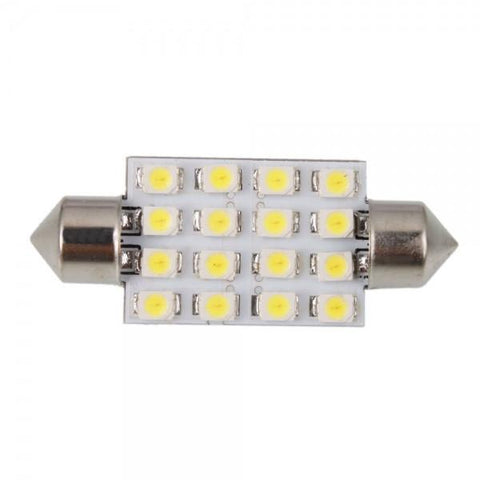42mm 16 LED Interior Car Dome Festoon Light Bulbs White(Pair)