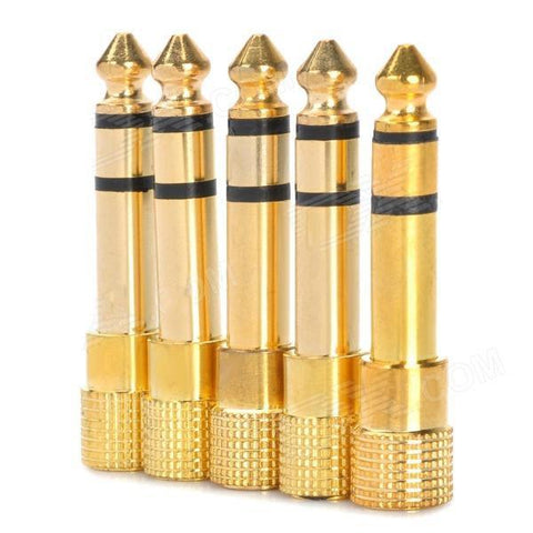 5pcs 3.5mm Male to 6.5mm Female Copper Guitar Speaker Amplifier Audio Cable Jack Adapter Connector Golden