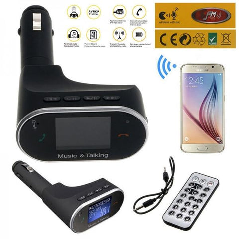 630C LCD Display Bluetooth MP3 Player FM Transmitter USB SD Car Handsfree Kit with Remote Black