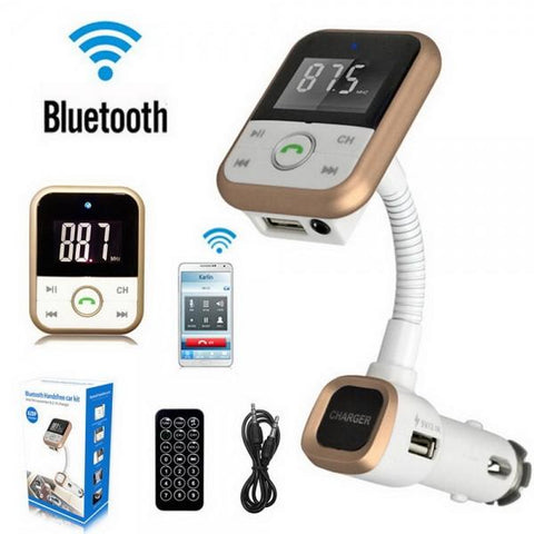 BT67 Car Handsfree Kit Bluetooth MP3 Player SD USB FM Transmitter with Remote Control Golden