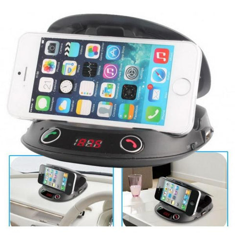 BT-8128 Multi-functional Car Bluetooth V2.1 Hands-free Kit with FM & Cellphone Holder Black