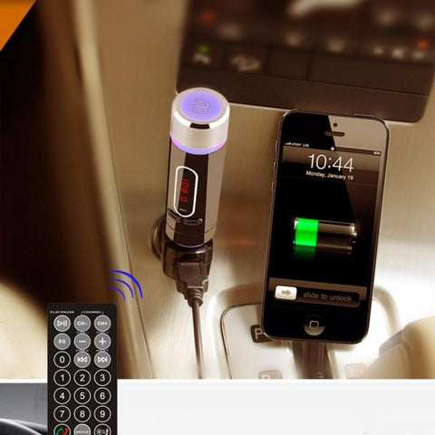 Car Kit MP3 Player Bluetooth LCD FM Transmitter Modulator TF MMC USB Remote Mic Black