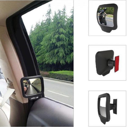 Car Safety Rearview Mirror 270 Degree Wide Angle Back Seat Door Inner Mirror Black