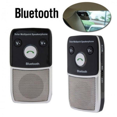 Car Solar Charger Dual Connected Bluetooth Handsfree Speaker Sound Control MP3 Player Black