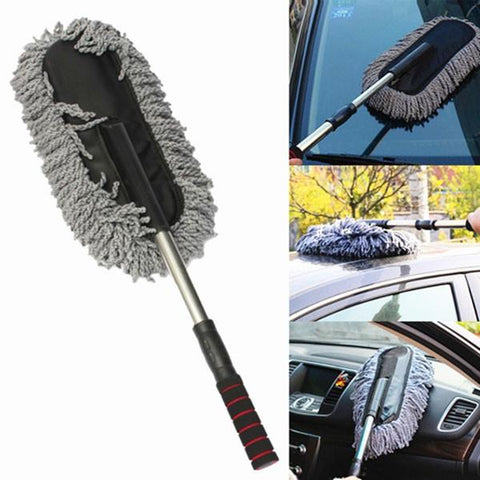 Detachable Rotary Car Wash Cleaning Brush Duster Dust Wax Mop Microfiber Telescoping Dusting Tool