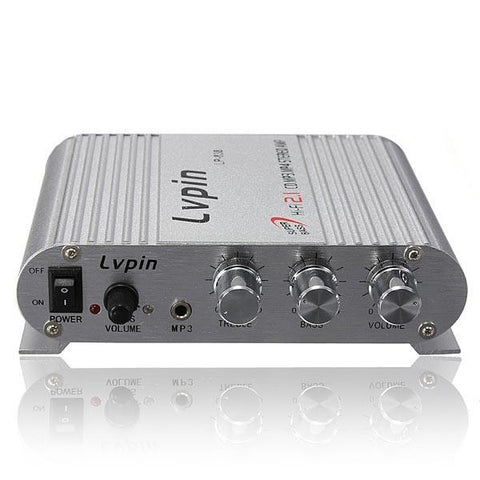 Lvpin 200W 12V Super Bass Mini Hi-Fi Stereo Amplifier Booster Radio MP3 Silver