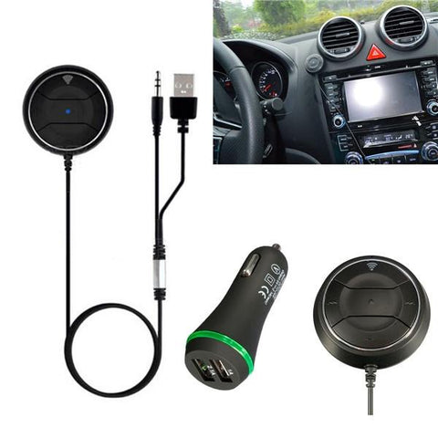 NFC Car Bluetooth Handsfree Kit Aux Speaker 3.5mm Audio Music Adapter Receiver Black