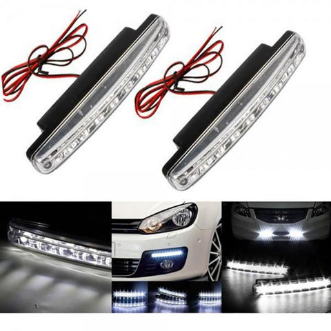 New 2pcs 8 LED Universal Car Super White Daytime Running Light