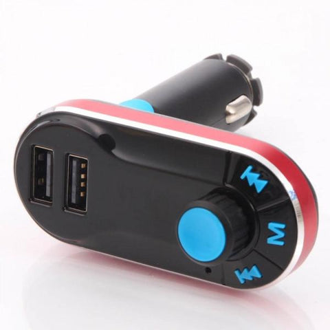 T66 Car MP3 Player Car Kit FM Transmitter Dual USB Car Charging w/Remote Red-black