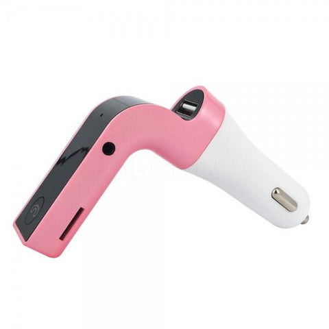 G7 Bluetooth Car FM Transmitter with MP3 Player/Hands-free/USB Charger/TF Pink
