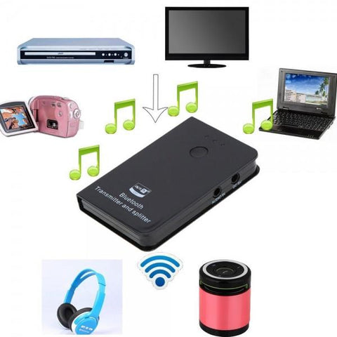 TS-BT35F202 Wireless Bluetooth V2.1 + EDR Audio Transmitter Splitter with 3.5mm Plug Black
