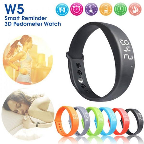 W5 USB Multi-functional Smart Wrist Band Bracelet with G-sensor / Pedometer / Data Memory / Sleep Monitor Black